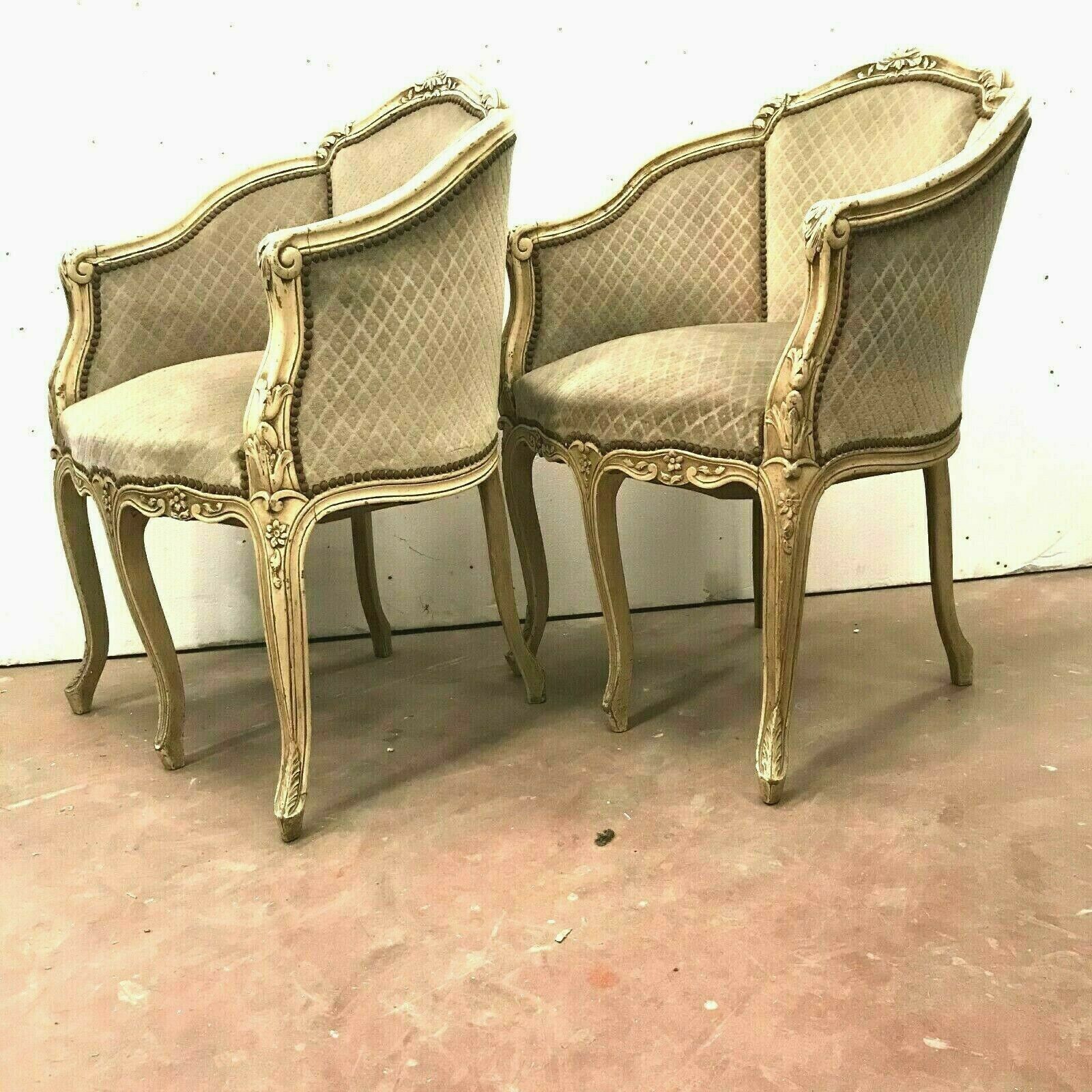 Pair of Louis XV style armchairs in 20th century patinated beech