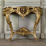 Louis XV style console table in gilded wood, 19th century