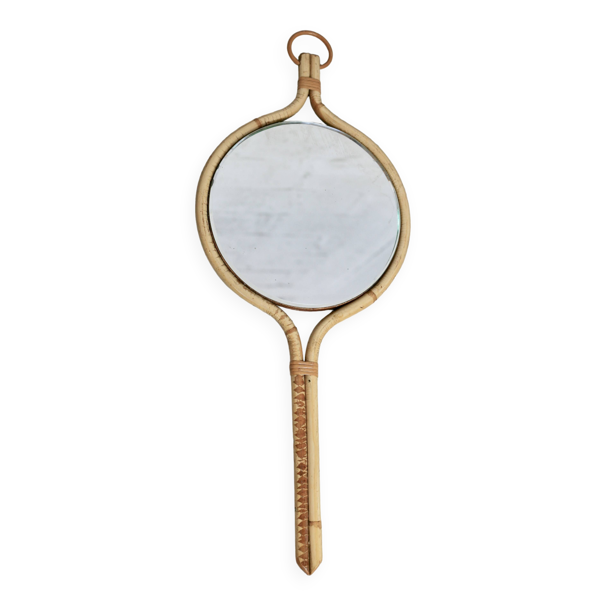 Rattan mirror in the style of Louis Sognot, France, 1950