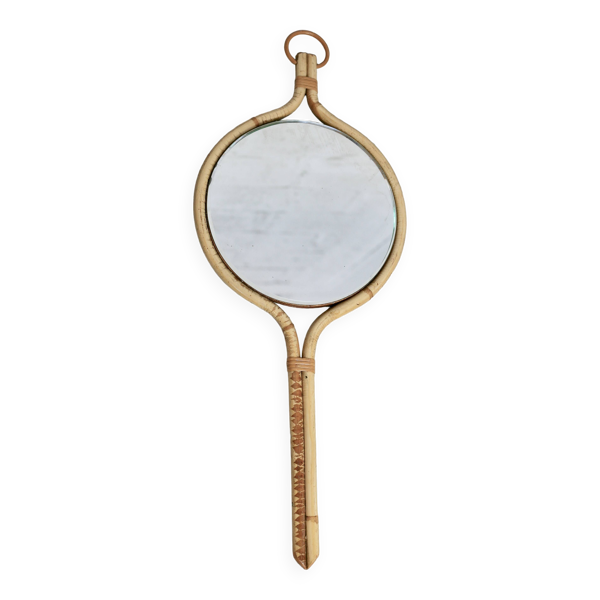 Miroir en rotin dans le goût de Louis Sognot, France, 1950