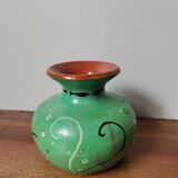 Vintage enamelled vase hand painted fish pattern