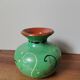 Vintage enamelled vase hand painted fish pattern