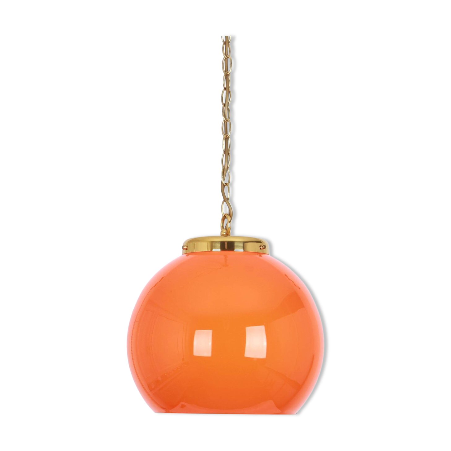 Orange glass pendant light by Peill Putzler, Germany, 1970.