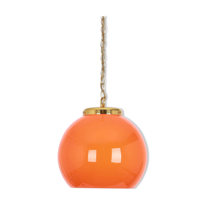 Suspension en verre orange par Peill Putzler, Allemagne, 1970