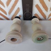 Pair of off-white patinated lamp bases
