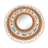 Mirror in basketry and vintage pearl
