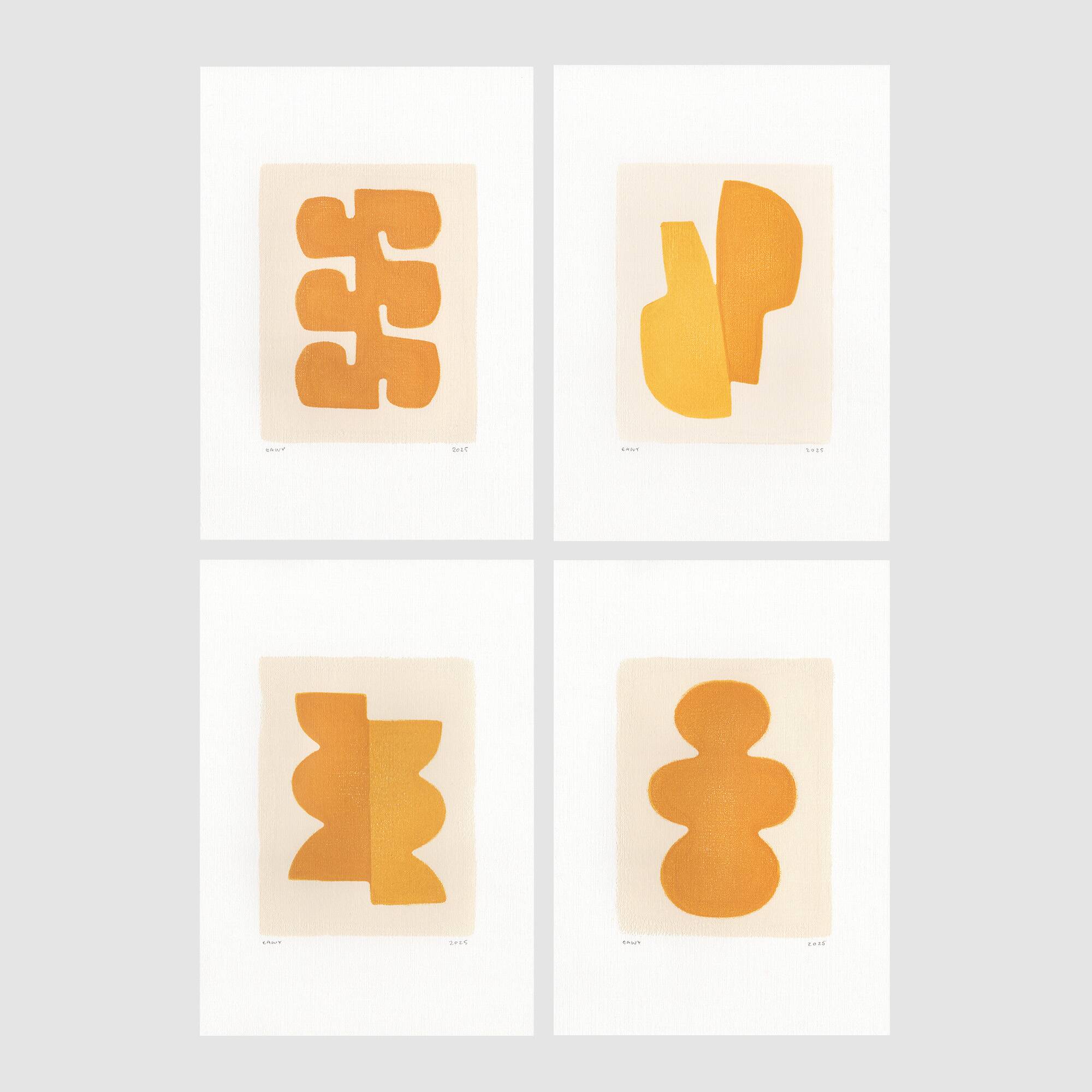 4 illustrations abstraites - tableaux et peintures signées Eawy