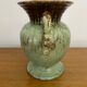 Antique Green Brown Ceramic Baluster Vase Vintage Decoration