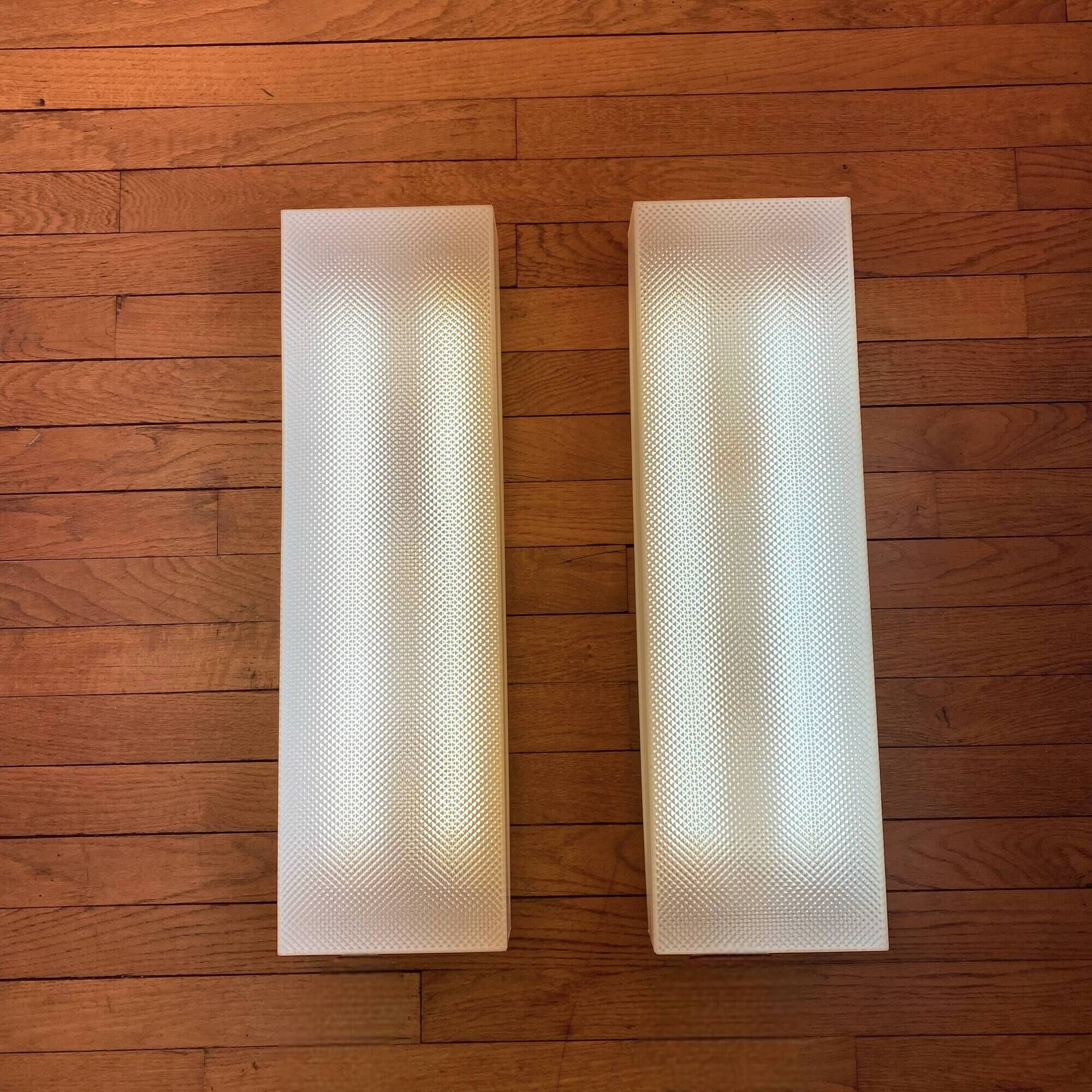 Large pair of wall lights, light box, ceiling light in white plexiglass and neon tube LAMP-7393