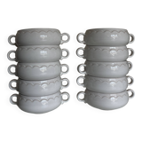 Set of 10 hollow Festons ear bowls by Pierre Motton for Gien 1970