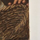 Portrait of the oil basket merchant on canvas 1950