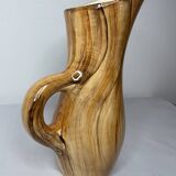 Wood imitation ceramic pitcher signed RDelarue