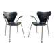 Pair of Arne Jacobsen series 7 chairs in black leather