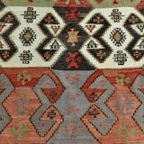 Red Blue Geometric Kilim Rug 112x207Cm SK 35319