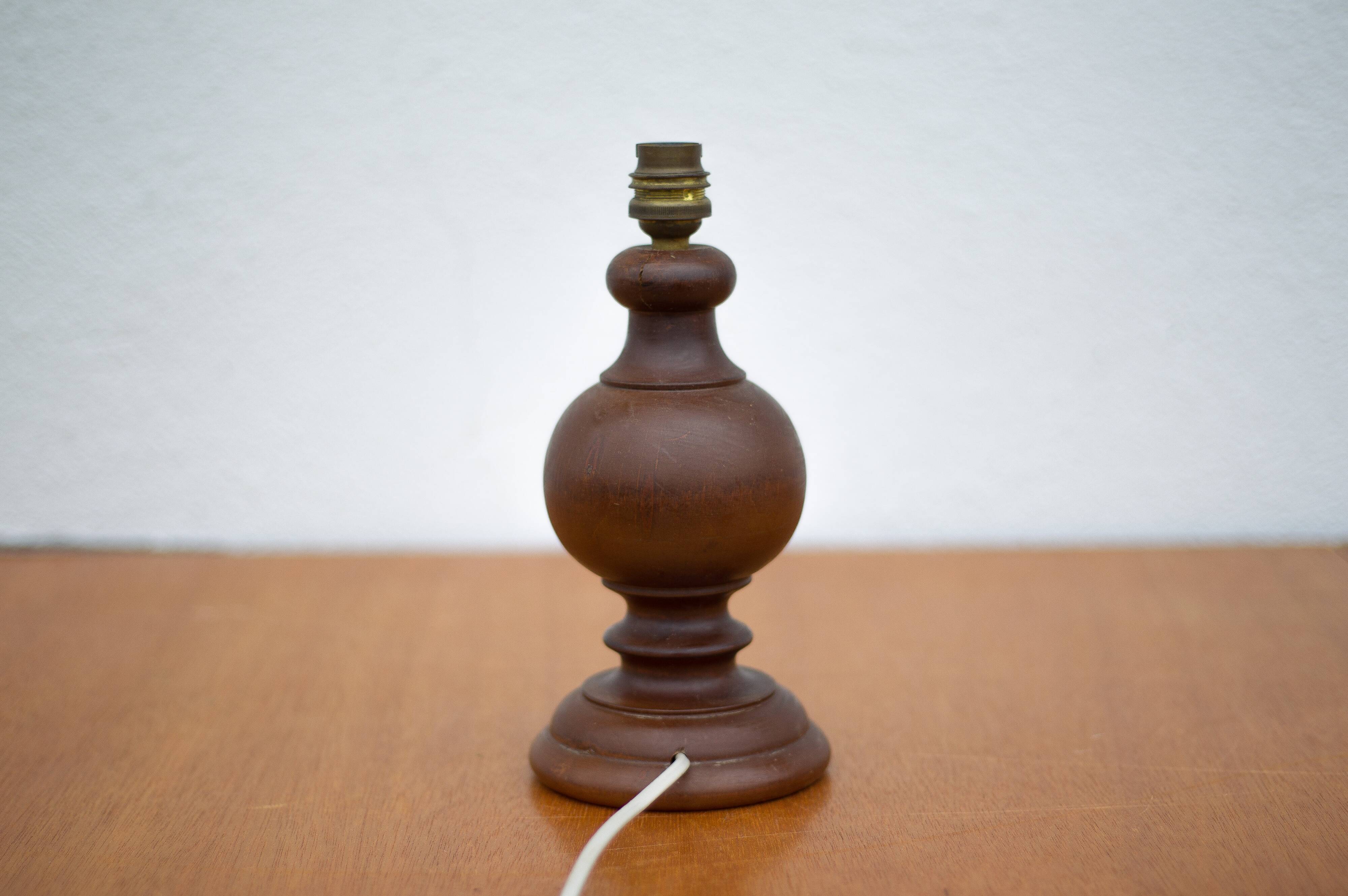 lampe bois, pied de lampe bois vintage