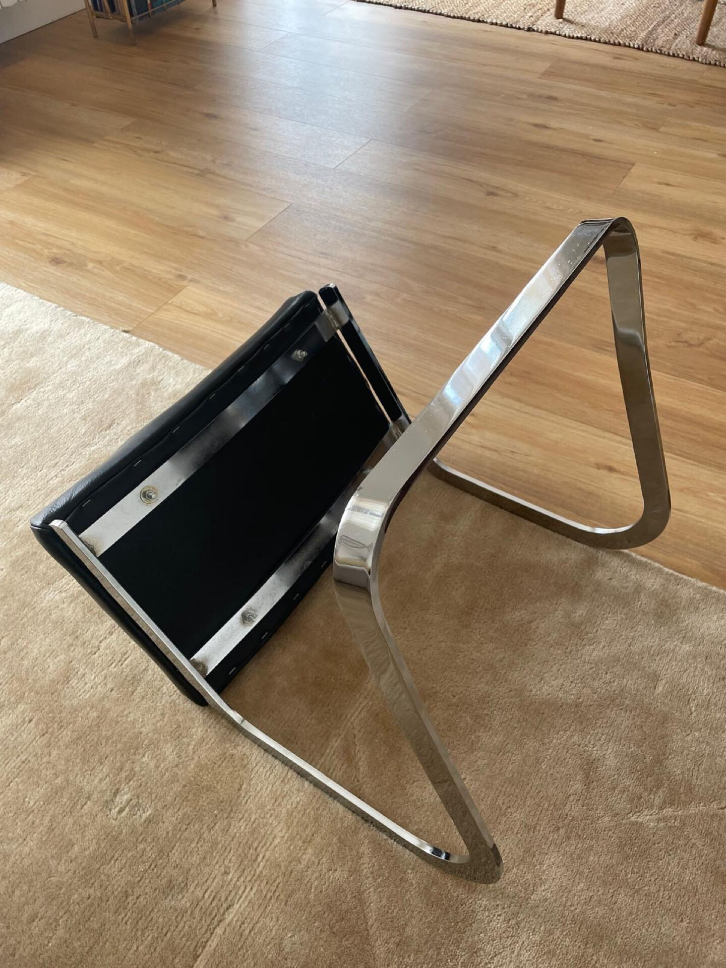Leather and chrome designer stool