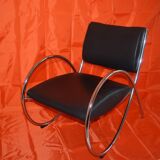 Vintage armchair in imitation leather and chrome steel tube
