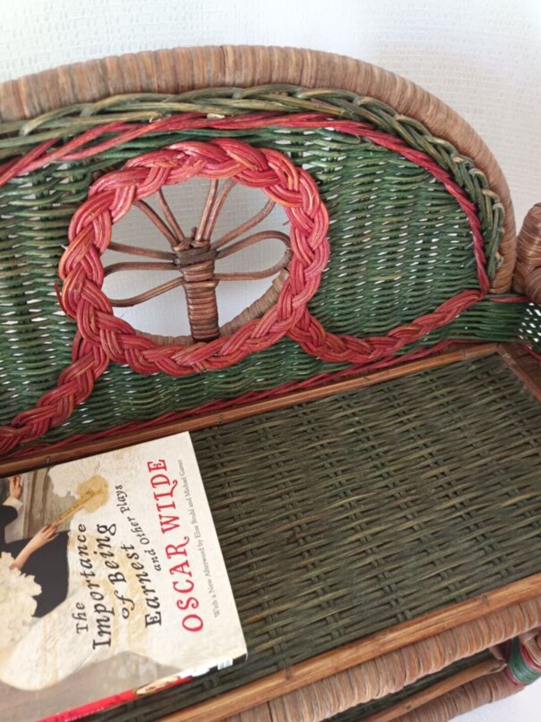 Vintage wicker wall shelf