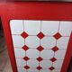 Meuble de métier , buffet parisien en tôle émaillé rouge et blanc