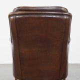 Sheepskin Leather Armchair in a Dark Warm Color