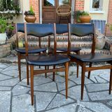 4 Scandinavian black leatherette chairs