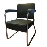 Roneo armchair, Nori model, gray leatherette, chrome tubes, very good general condition