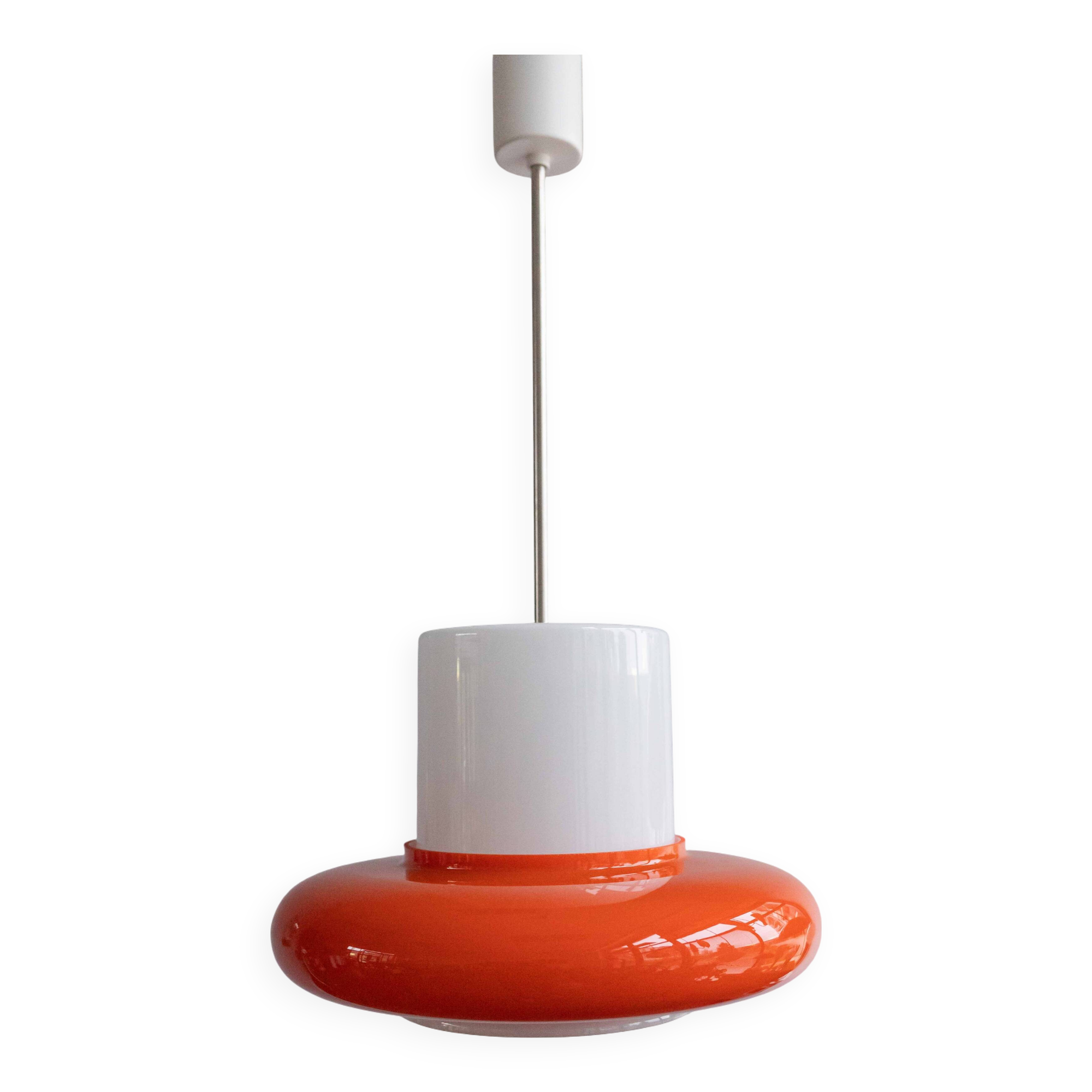 Vintage Czechoslovak Hanging Glass Lamp By Osvětlovací Sklo, 1970s