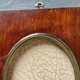 Mahogany wood frame with brass borders