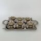 Set of 6 Antique Early 20th Century Silver Plated Coffee Cups With Sau