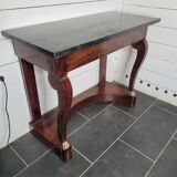 Old mahogany console with marble top