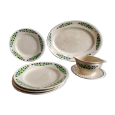4 assiettes, saucière et plat Longchamp, modèle Cannes
