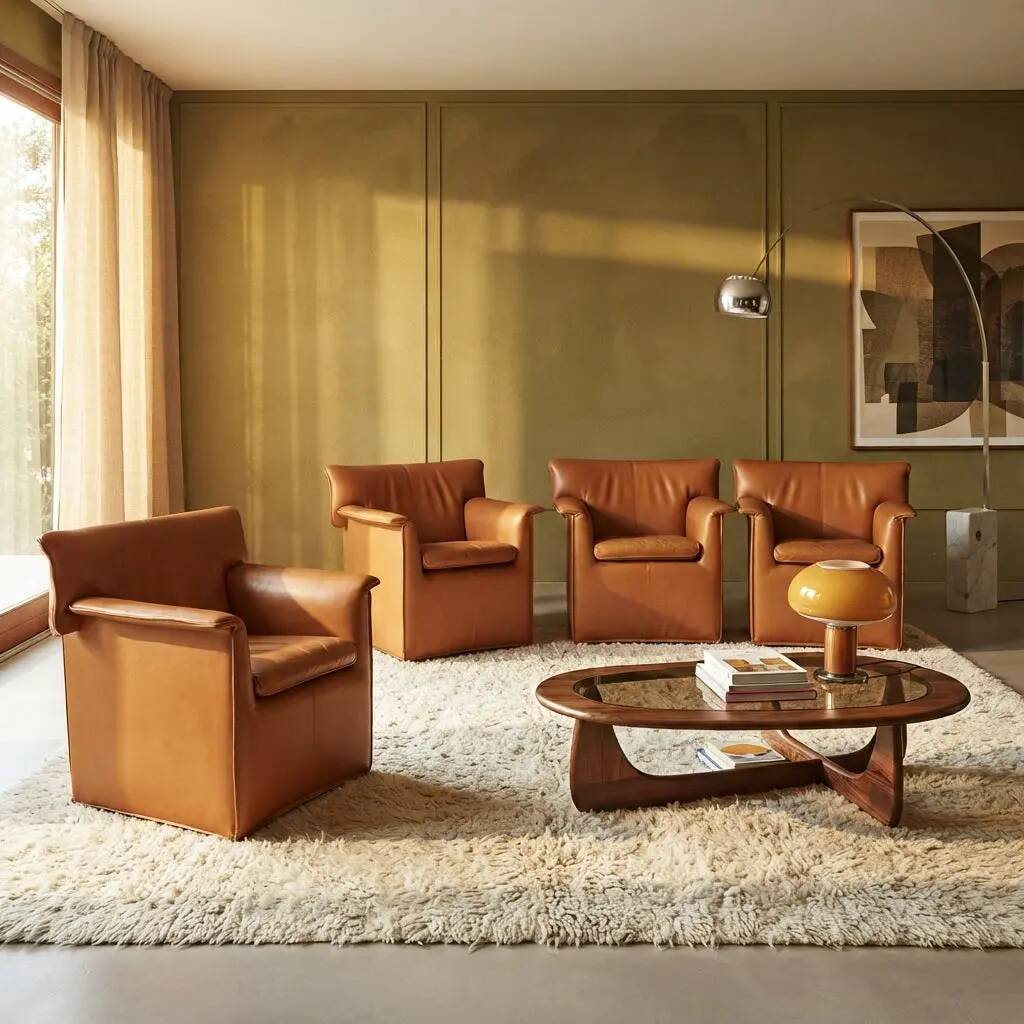 Laurianetta armchairs B&B Italia, vintage design by Afra & Tobia Scarpa, 1980s.