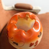Legras vase boule jaune orangé à décor de vigne