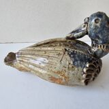 Zoomorphic ceramic sculpture - Duck / Vase of flowers Signed
