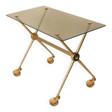 Table d’appoint en laiton et verre dans le style de Jacques Adnet