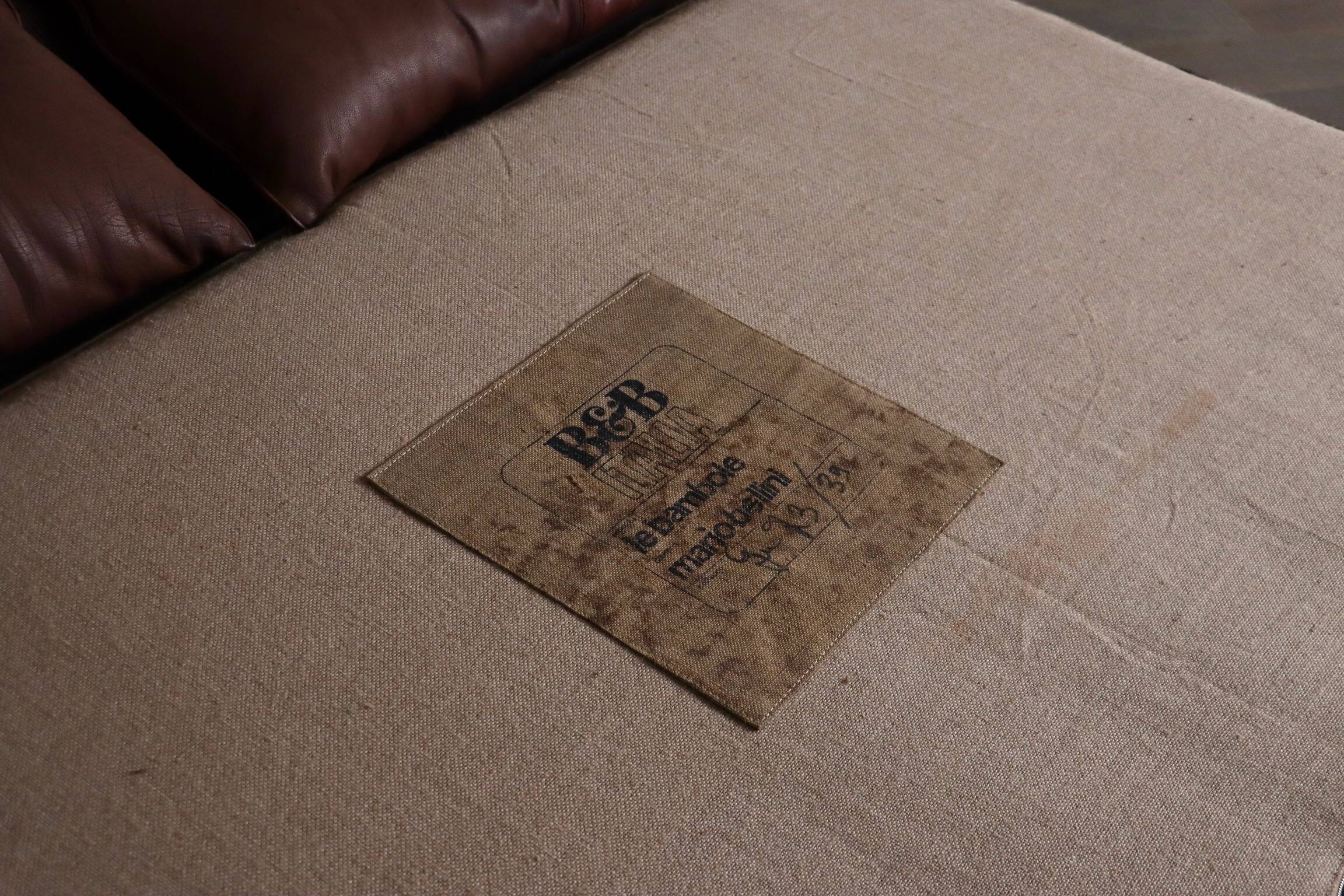 Le Bambole Bed In Buffalo Leather By Mario Bellini For B&B Italia, 1970s