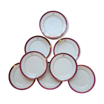 13 H and S monogram dessert plates