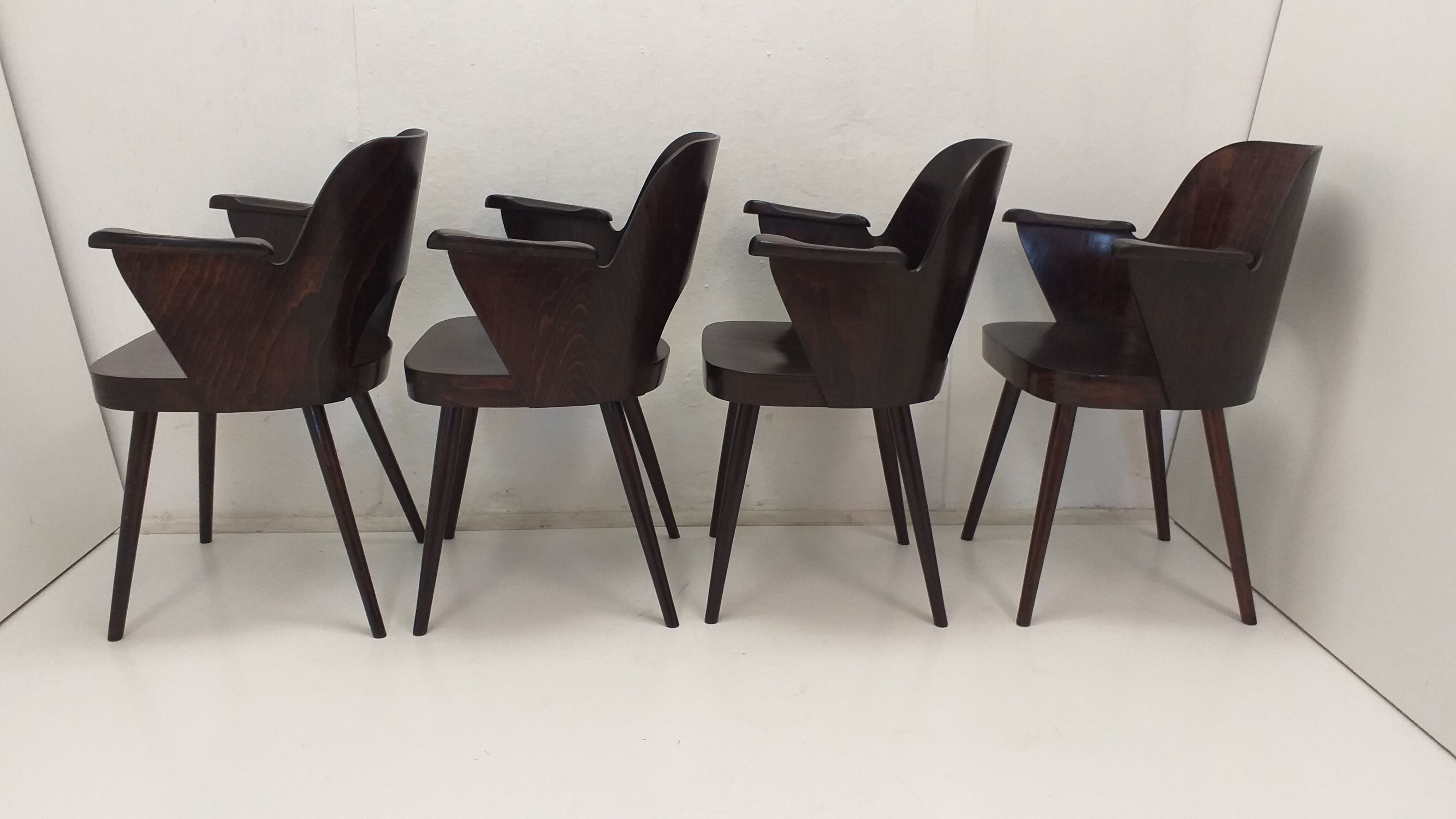 4 Oswald Haerdtl chairs for Ton, Czechoslovakia