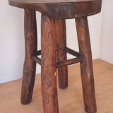 Pair of solid wood brutalist stools