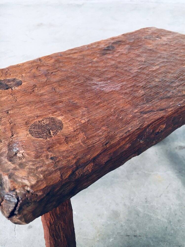 Carved Oak Side Table, 1940s