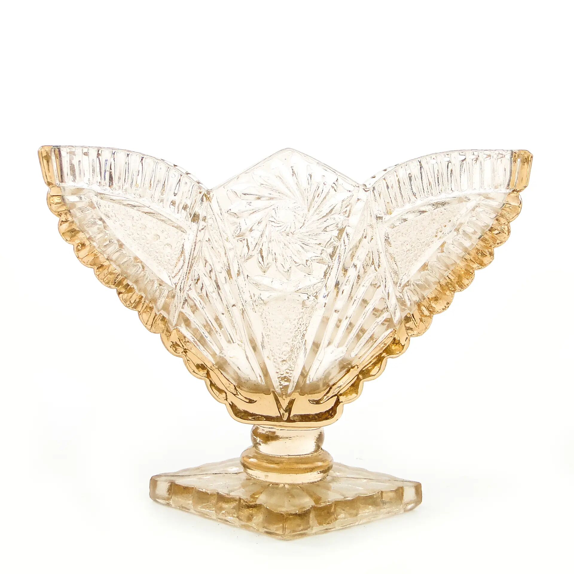 Art Deco napkin holder, pressed glass, Poland, 1950s