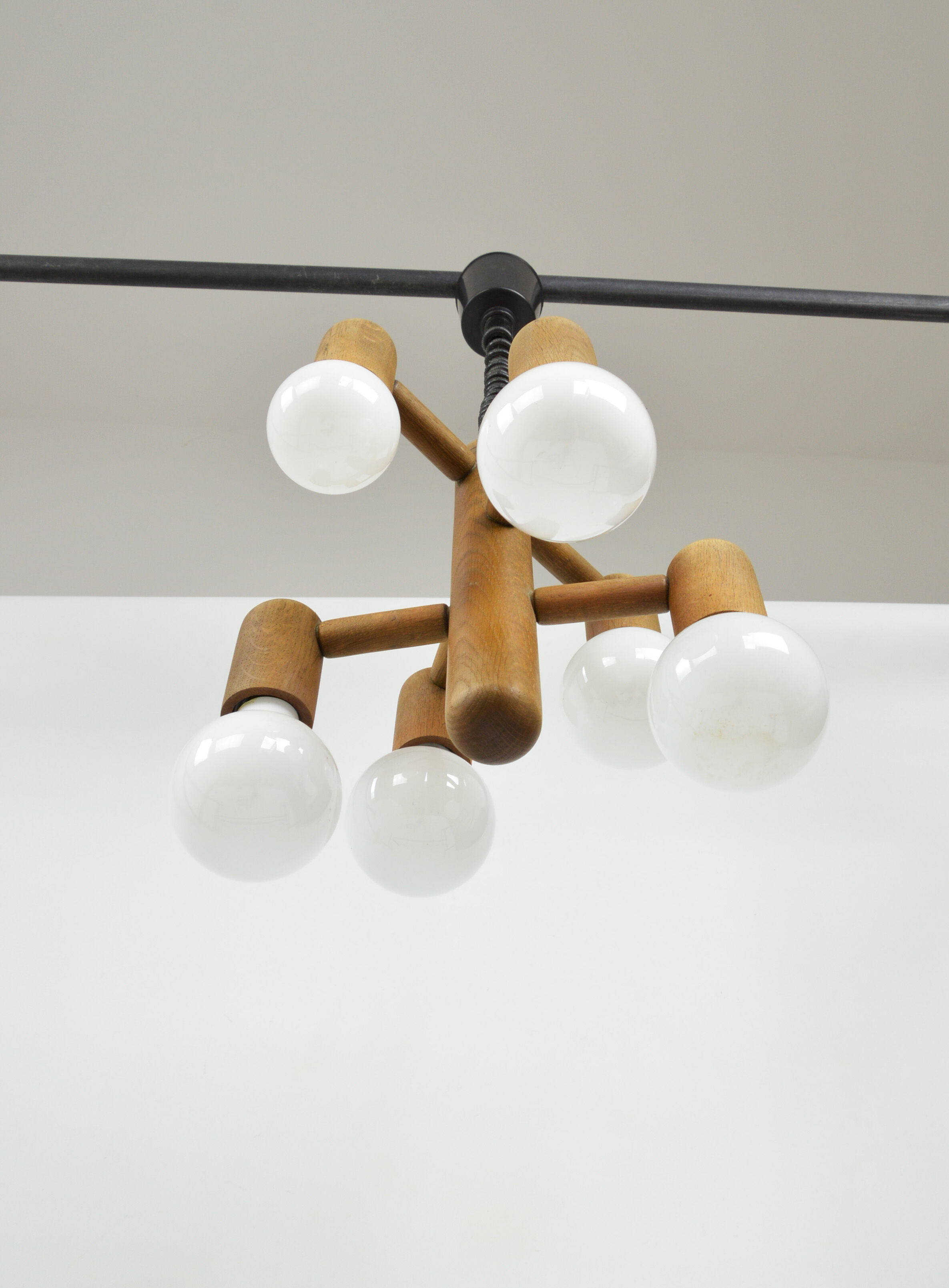 Wooden pendant lamp, 1970s