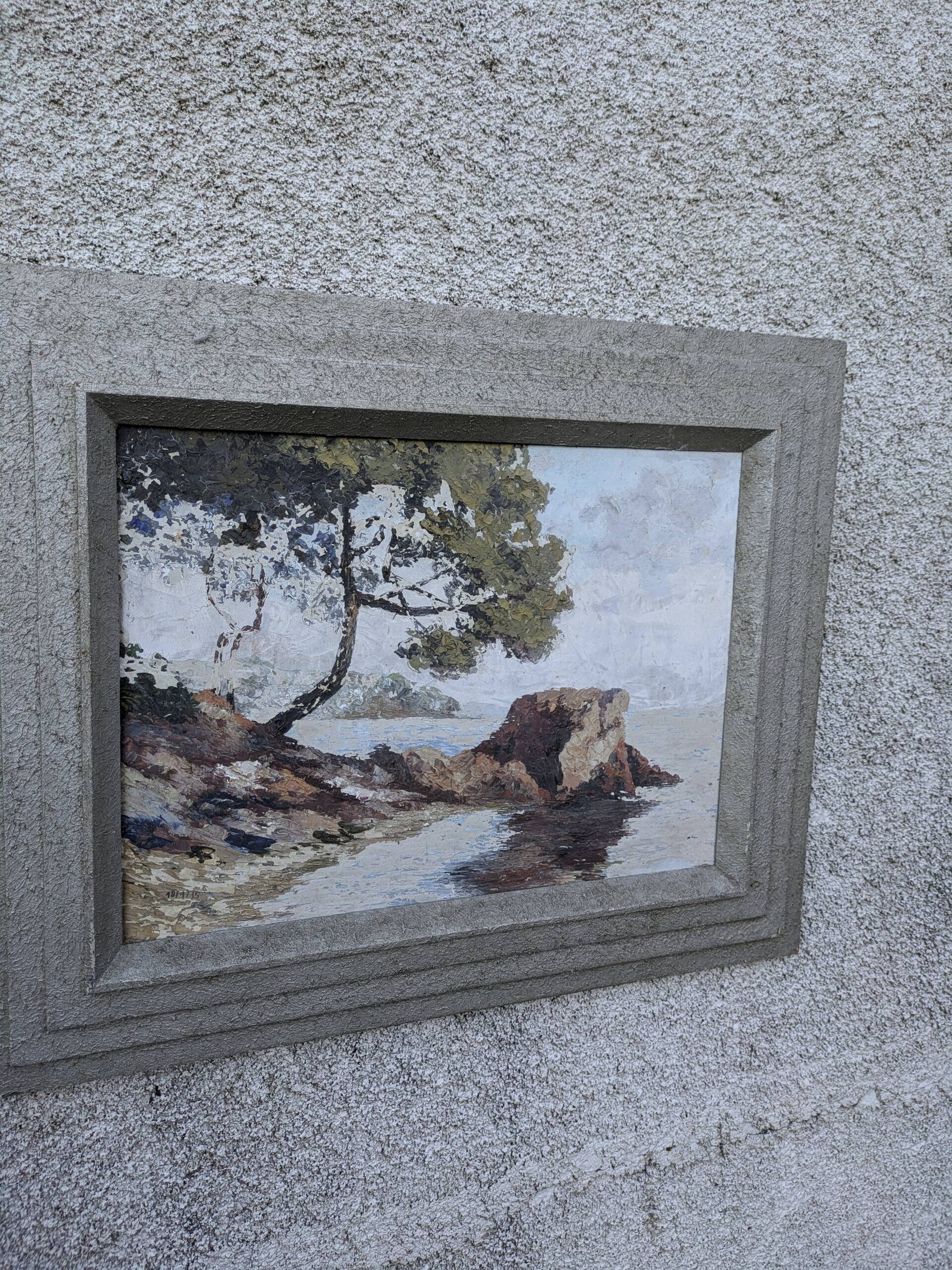 Oil on canvas, coastal landscape