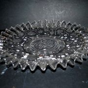 Old molded glass cake dish cutter - ivy decoration wavy edge 31cm