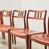 Niels Otto Moller Set of 8 Model 79 Dining Chairs in Rosewood and Leather for JL Mollers 1966