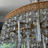 Old brass chandelier and crystal grapevines