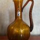 Antique Carafe CF Blown Glass Orange Amber Vintage #B842