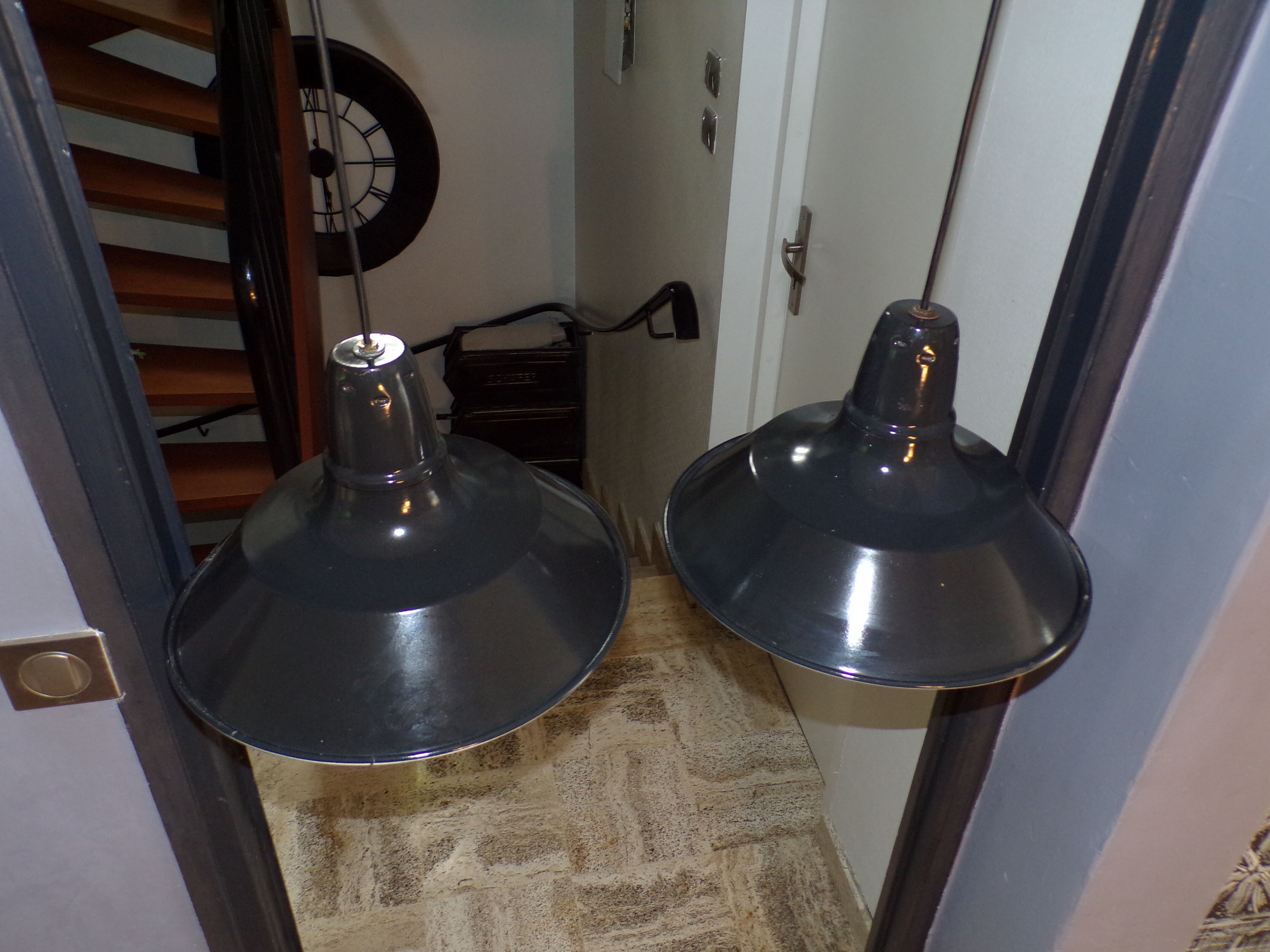 Pair of industrial bowl hanging