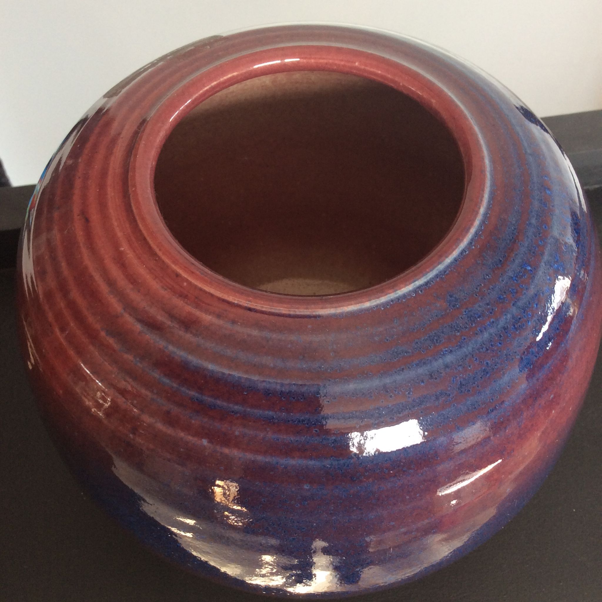 Vase boule vintage années 70/80 en céramique Émaillée