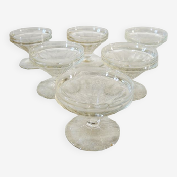 6 old small glass ice cups